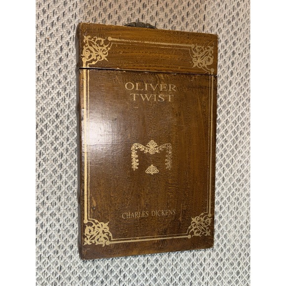 Other - Large Wood Faux Book Box Oliver Twist By Charles Dickens Vintage Latch Buckle